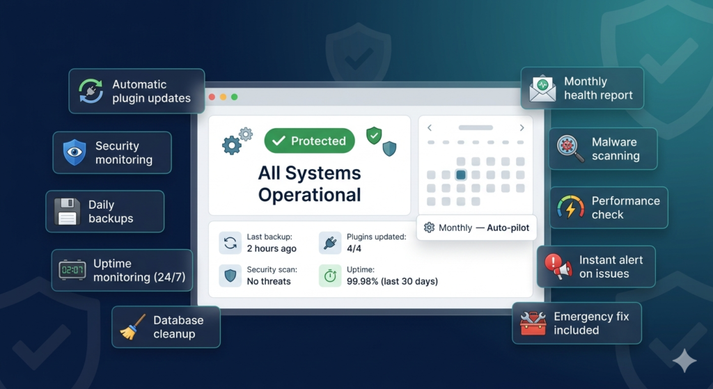 Monthly Maintenance Plan – Keep Your WordPress Site Secure & Updated